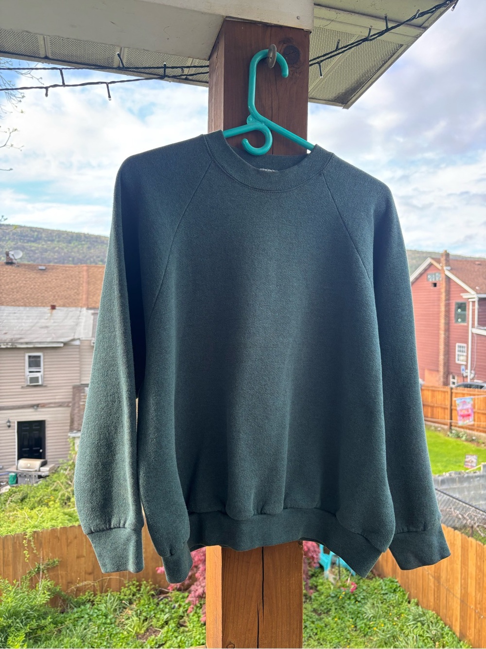 80s Fruit of the Loom Men's Crewneck Sweater - Dark Green